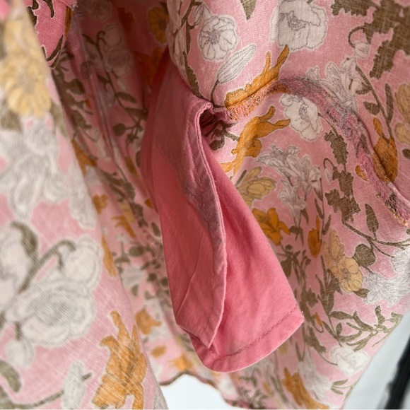 Cynthia Rowley Linen Blend Floral Cinched Button Front Dress - Picture 9 of 12